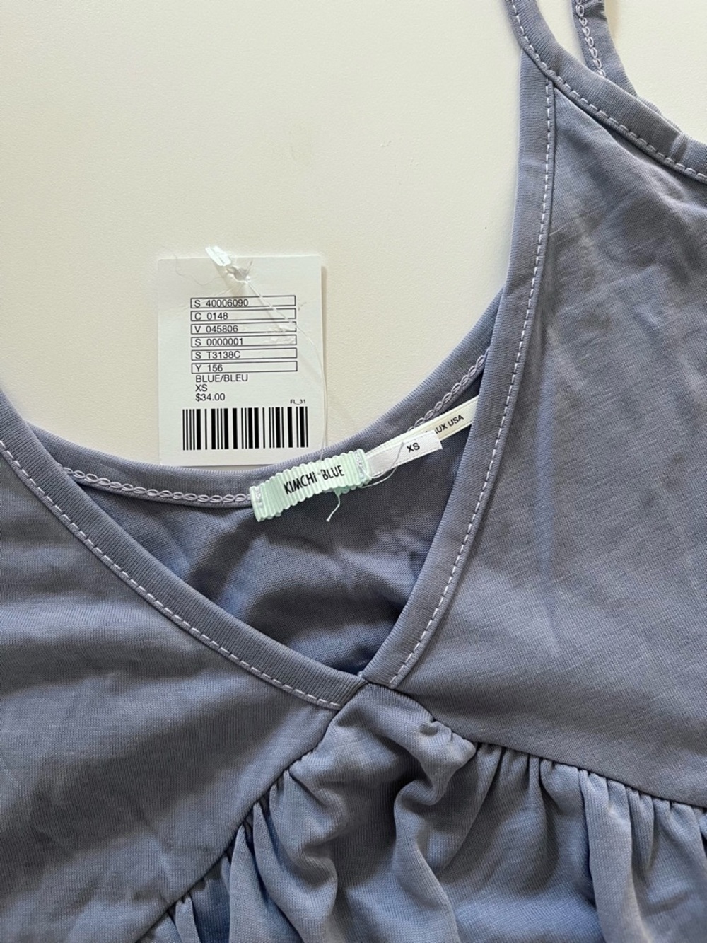 Kimchi Blue Slate Blue Ruffle-Hem Cami Crop Top, NWT, Size XS - Picture 2 of 3